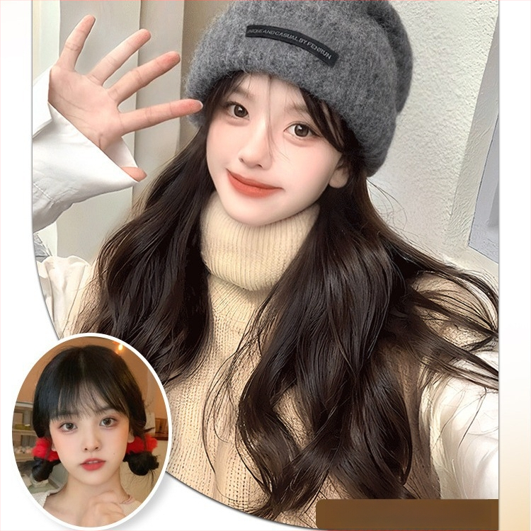 Set čiapka-paruka pre ženy, dlhá kučeravá parochňa, materiál: drôt s vysokou teplotou, model MZ-20-59, štýl kórejský