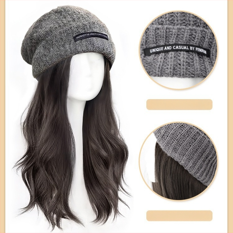 Set čiapka-paruka pre ženy, dlhá kučeravá parochňa, materiál: drôt s vysokou teplotou, model MZ-20-59, štýl kórejský