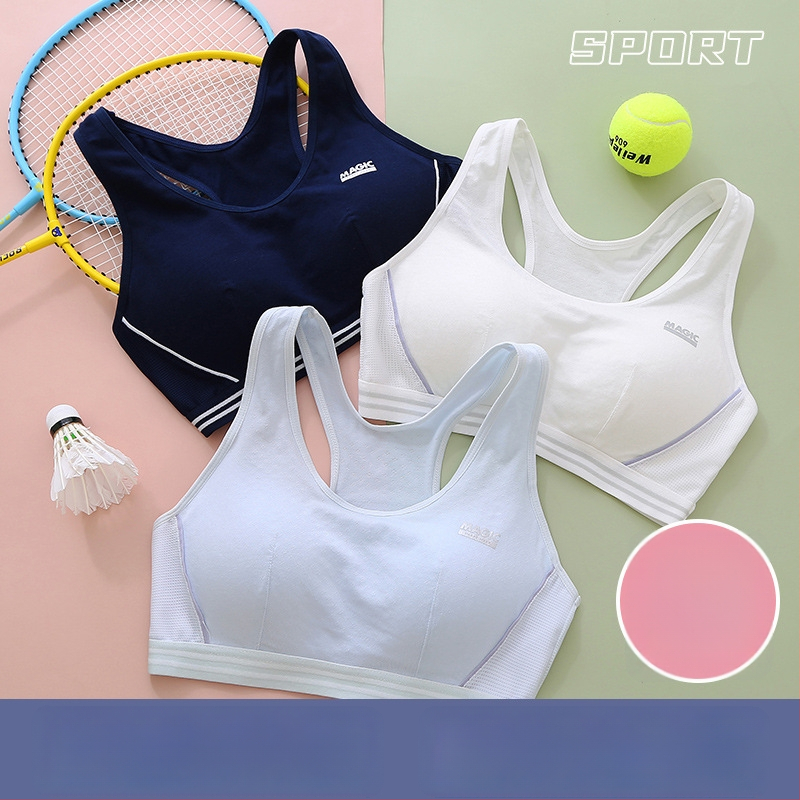 Detská bavlnená športová podprsenka, s 3/4 košíčkom, tenký tvar, priedušná a pohodlná