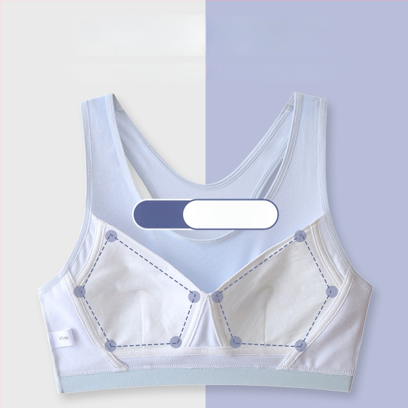 Detská bavlnená športová podprsenka, s 3/4 košíčkom, tenký tvar, priedušná a pohodlná