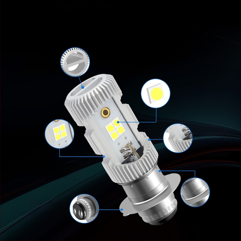 Motocykel LED hlavné svetlo P15D, dvojfarebné, integrované blízko a diaľkové, hliníková zliatina, 9–96V, LED 3030, model motor251-p15d, Kevanly