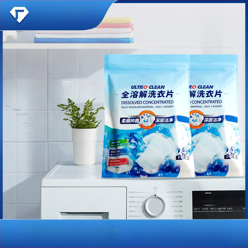 Prací tablety — ochrana proti špinám, nízka pena, bez vône, obsah aktívnej látky 6–10%