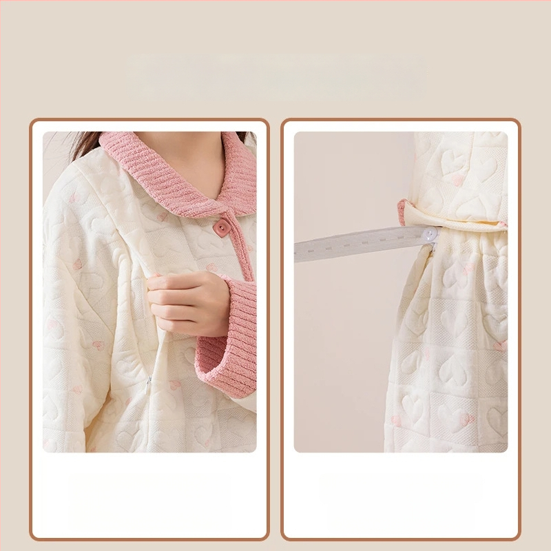 Maternitný pyžamový set do domácnosti, štýl víla, 100% polyester, dlhé rukávy, dlhé nohavice, jesenná a zimná sezóna, dojčenie