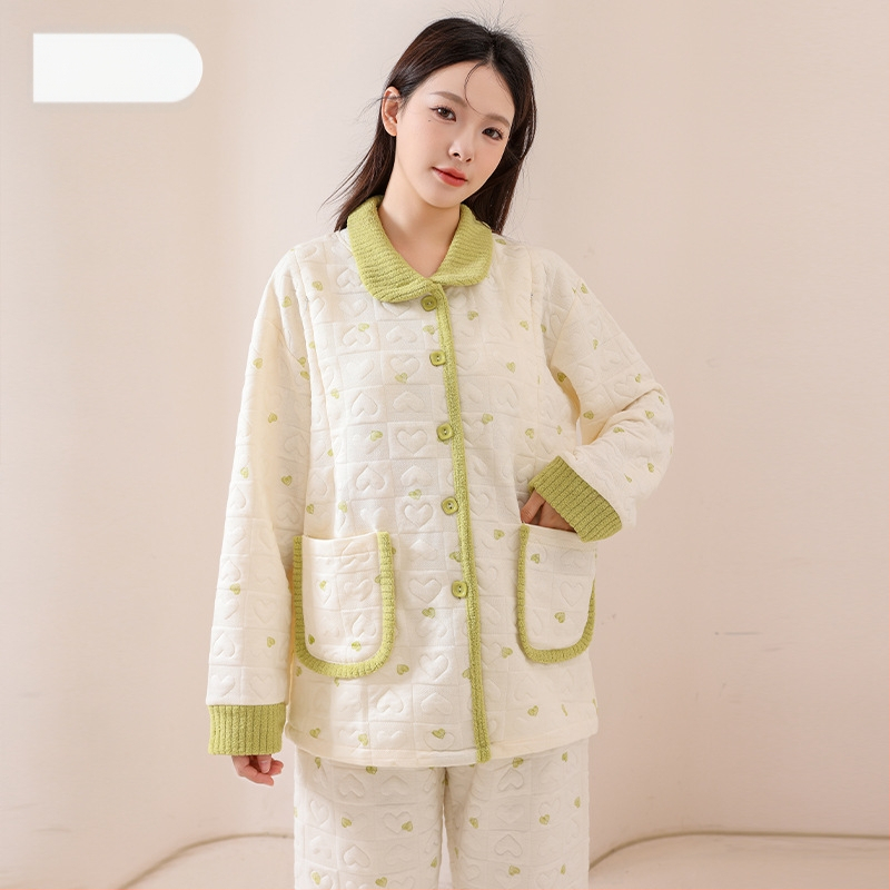 Maternitný pyžamový set do domácnosti, štýl víla, 100% polyester, dlhé rukávy, dlhé nohavice, jesenná a zimná sezóna, dojčenie