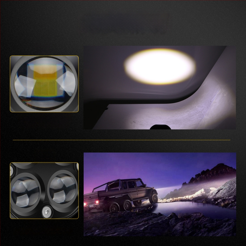 Motocyklový LED reflektor s dizajnom štyroch listov – hliníkové telo, 12V, vodotesný, životnosť 20000 h