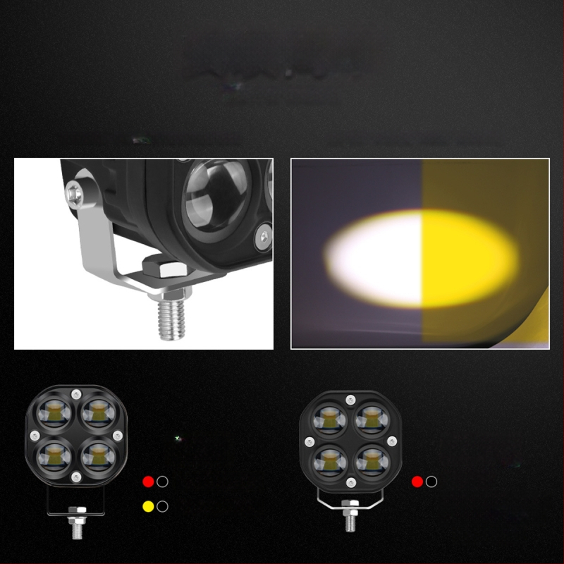 Motocyklový LED reflektor s dizajnom štyroch listov – hliníkové telo, 12V, vodotesný, životnosť 20000 h