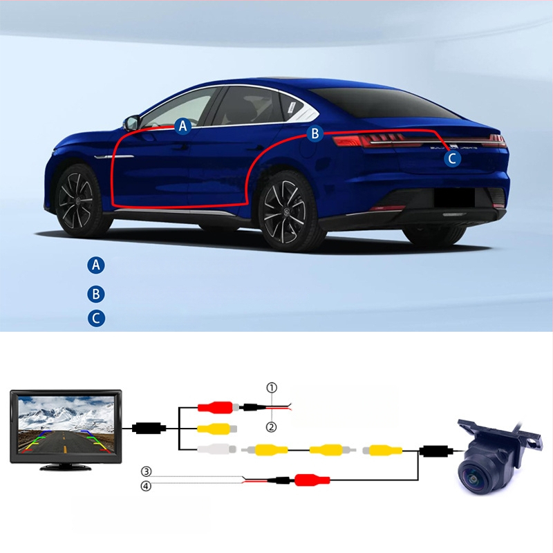 JF-T14 automatická cúvacia kamera pre vozidlo, 1000TVL, 12V, 180° uhol pohľadu, dvojcestný video vstup