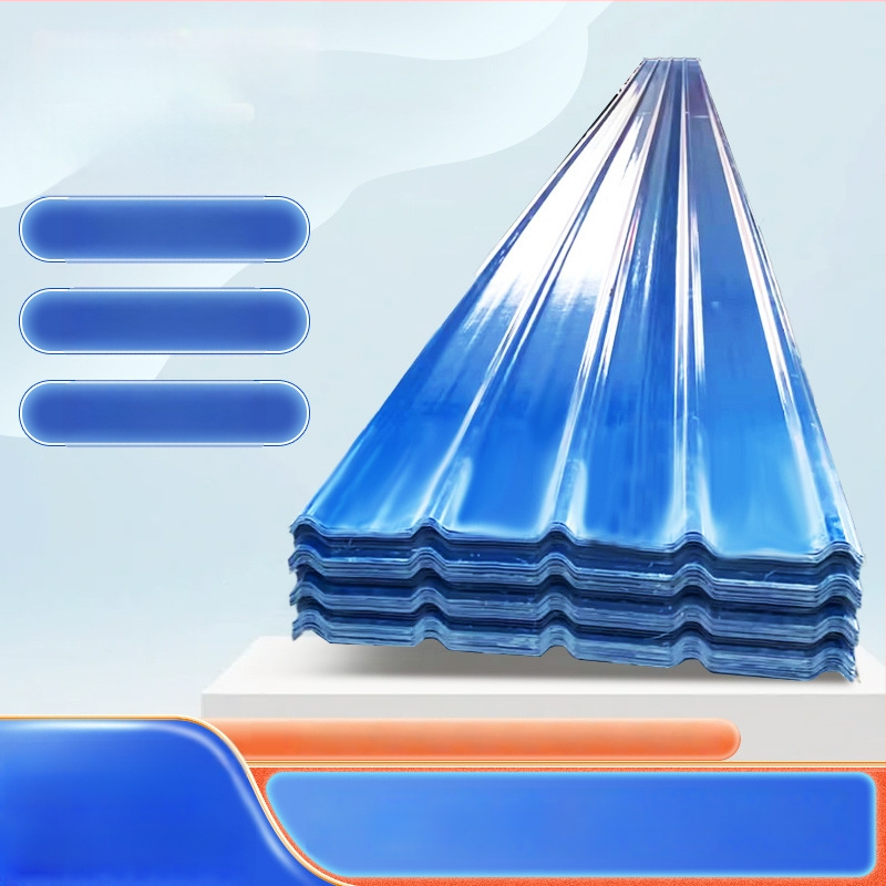 FRP priehľadná doska na zachytávanie svetla pre skleník – rebríkovitého tvaru, zosilnená polyesterovými vláknami; odolná voči starnutiu, voči krupobitiu, voči korózii, ohňovzdorná a tepelná izolácia