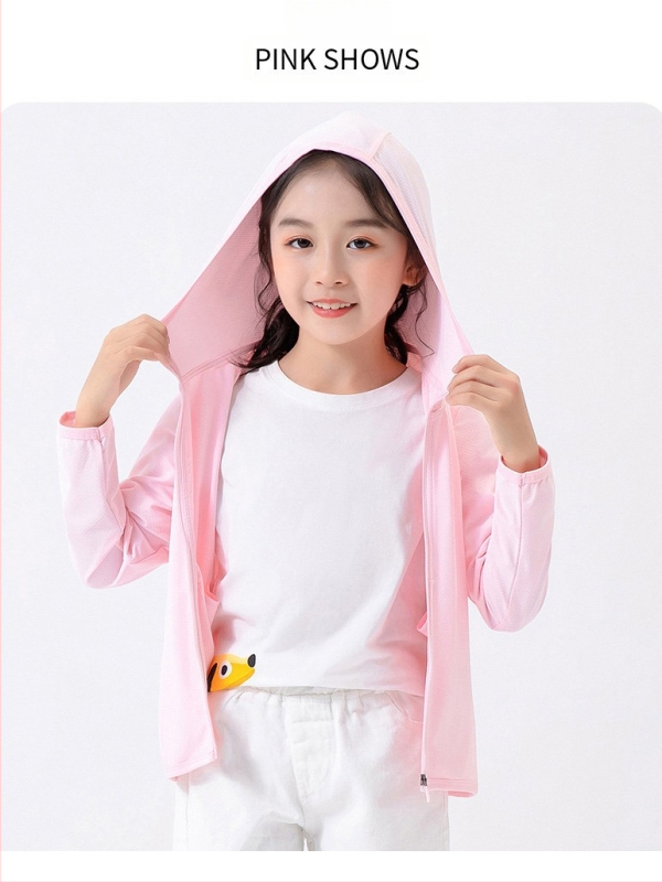 Laste kapuutsiga tuulejope UV kaitse UPF50, kiire kuivamine, hingav Ice Silk kangas