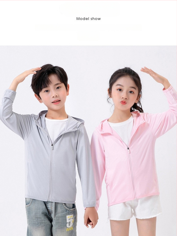 Laste kapuutsiga tuulejope UV kaitse UPF50, kiire kuivamine, hingav Ice Silk kangas