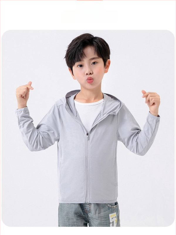 Laste kapuutsiga tuulejope UV kaitse UPF50, kiire kuivamine, hingav Ice Silk kangas