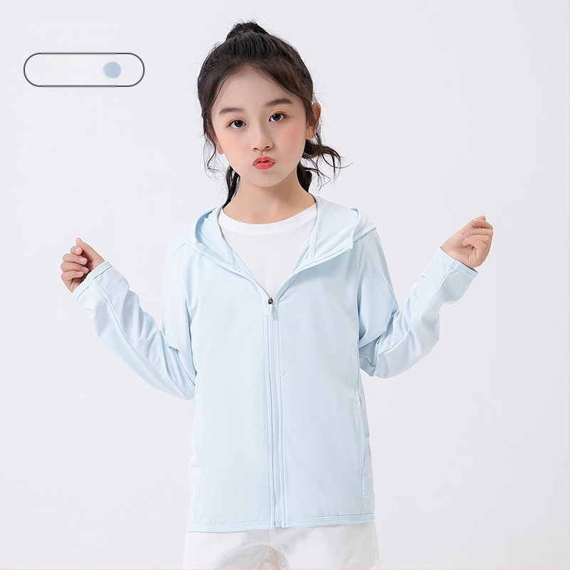 Laste kapuutsiga tuulejope UV kaitse UPF50, kiire kuivamine, hingav Ice Silk kangas