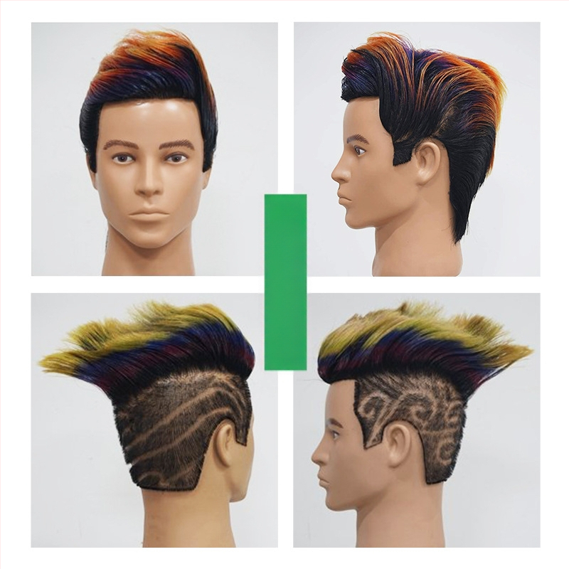 Manekínová hlava s pravými ľudskými vlasmi pre mužské účesy, model 12365, Jin-hee head model, krátke rovné vlasy, s možnosťou plochej alebo bočnej ofiny