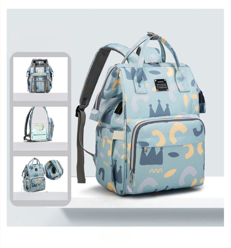 Torba za majke na putovanju – velik kapacitet, Oxford tkanina, USB priključak, suho/mokro odjeljak, cvjetni uzorak