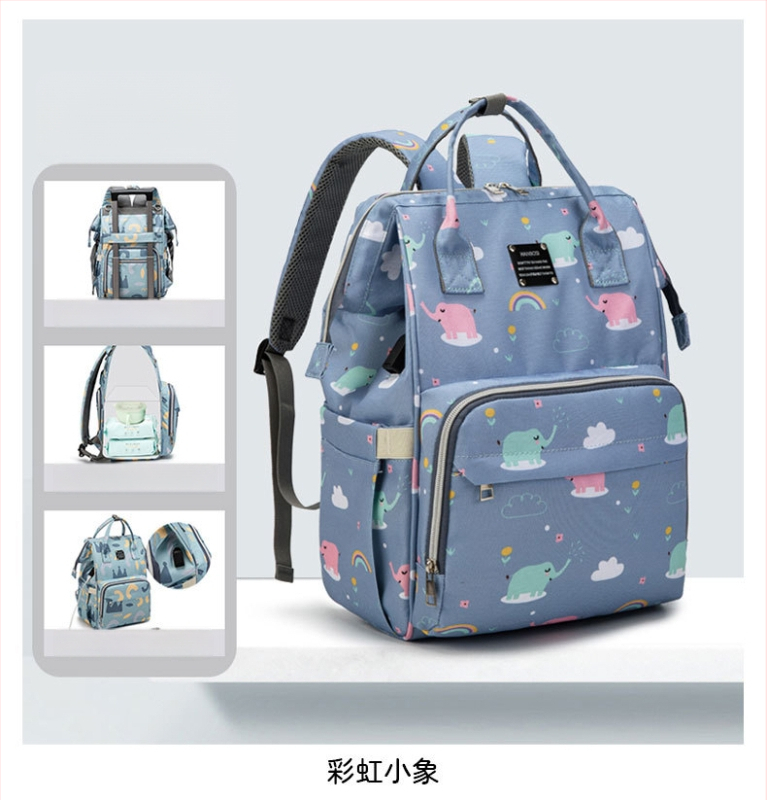 Torba za majke na putovanju – velik kapacitet, Oxford tkanina, USB priključak, suho/mokro odjeljak, cvjetni uzorak