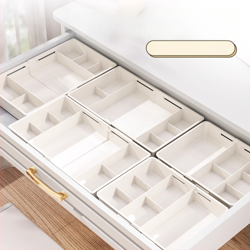 Laiendatav sahtli organiseerija karp jaotustükkidega, PP materjal, ilma kaaneta, eraldi jagaja kaasas, 1 L maht, sobib köögile, lauale, meigilauale ja sügavatele kappidele