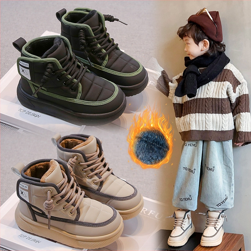 Laste kõrgemad talvesussid karusnahavoodriga, ülaosa kunstnahk, PVC talla, Velcro sulgemine, paks konstruktsioon