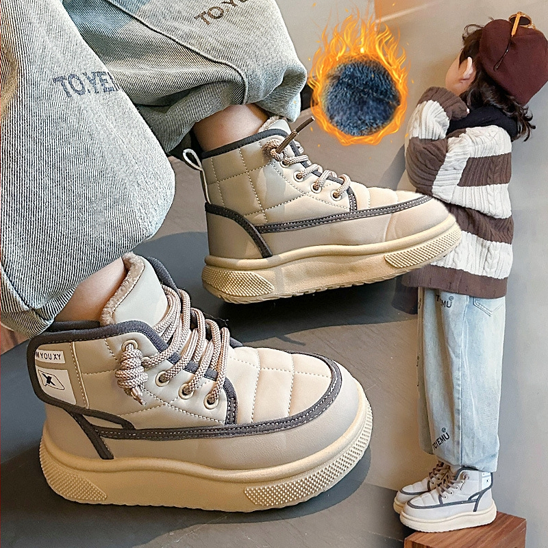 Laste kõrgemad talvesussid karusnahavoodriga, ülaosa kunstnahk, PVC talla, Velcro sulgemine, paks konstruktsioon