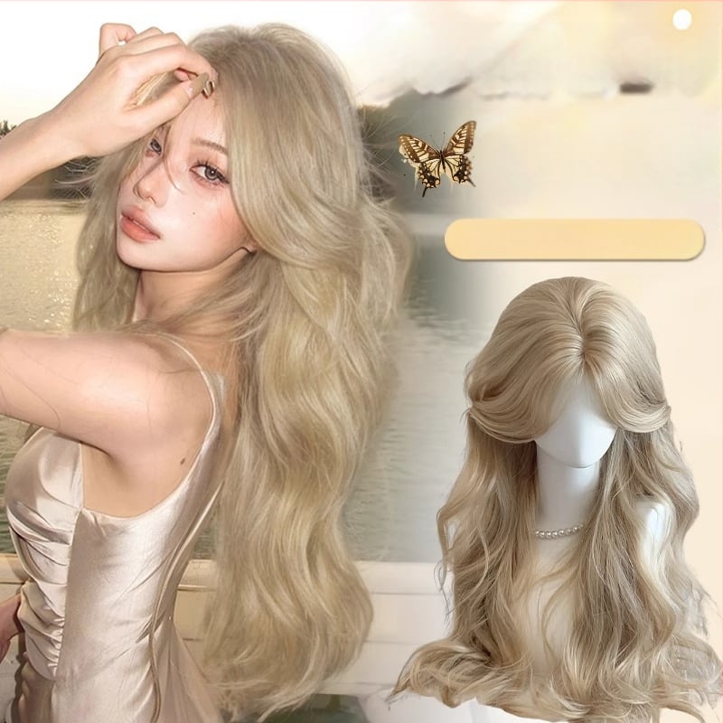 Garā cirtaina parūka sievietēm ar sānu bangām, temperatūras izturīgas šķiedras, mehāniskā ražošana, modelis 0041