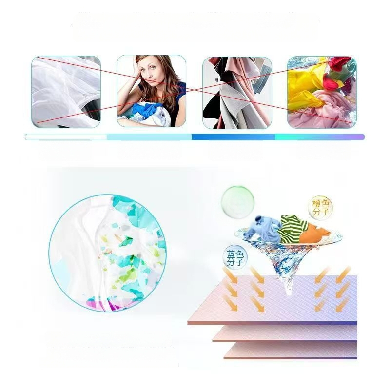 Prací listy s absorpciou farieb – zabraňuje presunu farieb pri miešanom praní, jednorazové balenie