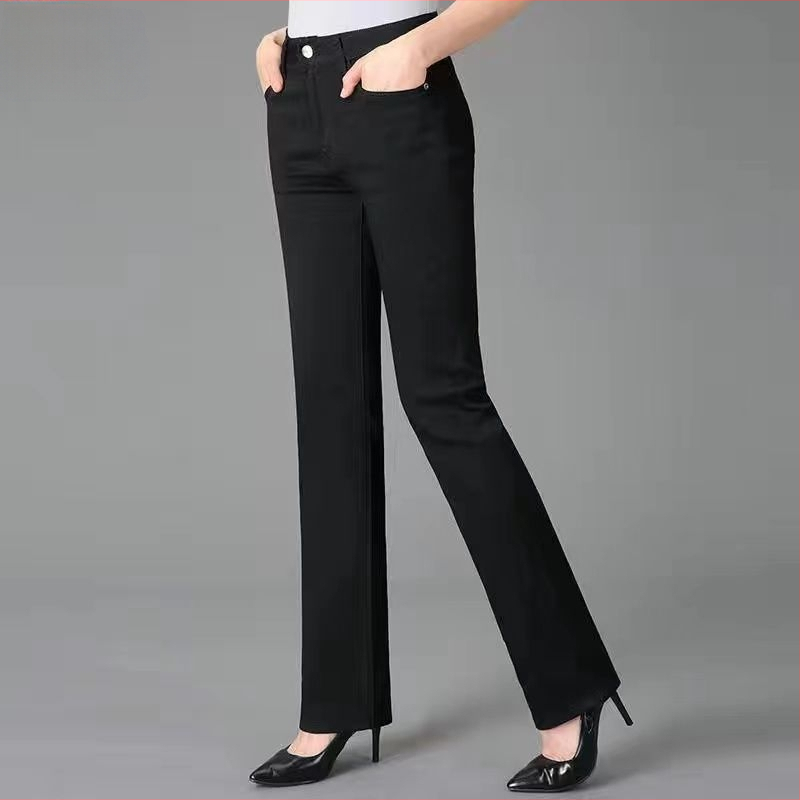 Naiste teksapüksid – sirge lõige, kõrge vöökoht, pikad püksid, paks denim puuvill (Denim Cotton; High Waist; Long Pants; Thickened)