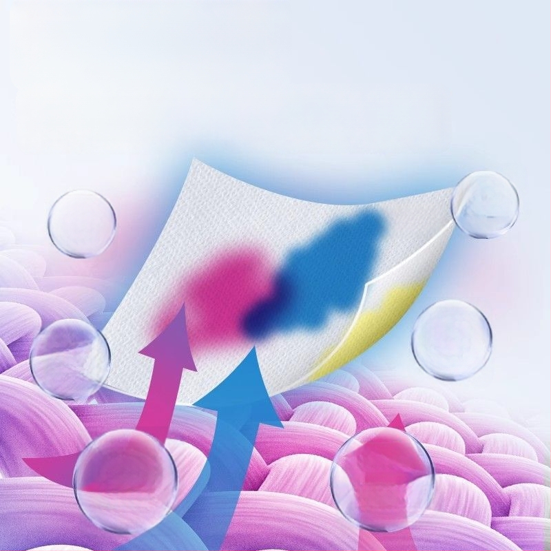 Farbiace vstrebávacie listy do prania – zabraňujú prenosu farieb pri praní zmiešaného oblečenia – 5 g na balenie, bez parfumácie, obsah aktívnej látky >25%