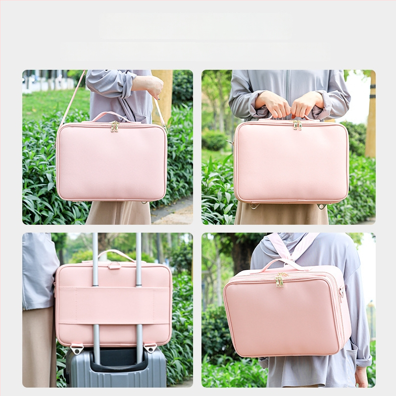 Beyony Prenosná kozmetická taška z PVC, veľkokapacitná, viacvrstvový profesionálny organizér na manikúru, tetovanie, vyšívanie a riasy