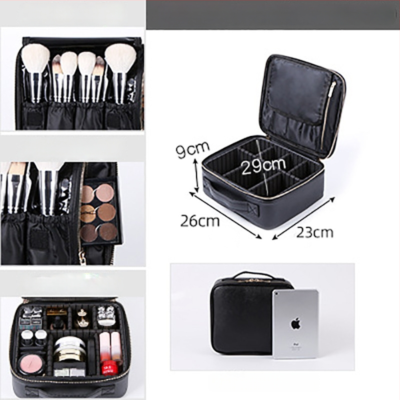 Beyony Prenosná kozmetická taška z PVC, veľkokapacitná, viacvrstvový profesionálny organizér na manikúru, tetovanie, vyšívanie a riasy