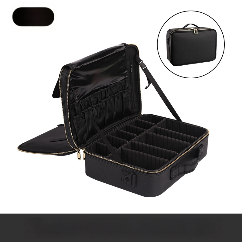 Beyony Prenosná kozmetická taška z PVC, veľkokapacitná, viacvrstvový profesionálny organizér na manikúru, tetovanie, vyšívanie a riasy