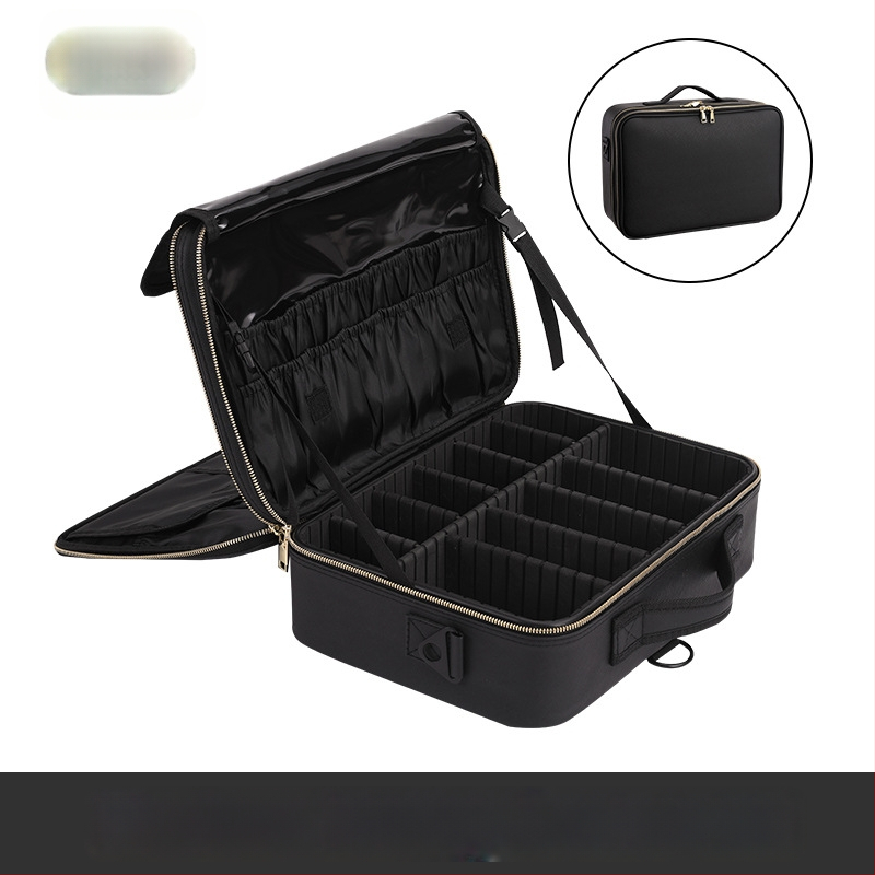 Beyony Prenosná kozmetická taška z PVC, veľkokapacitná, viacvrstvový profesionálny organizér na manikúru, tetovanie, vyšívanie a riasy