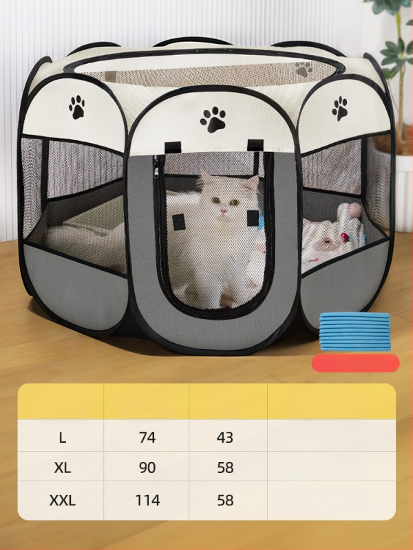 Qi oh Mačacie hniezdo v stane s osmihranným plotom, Oxford látka