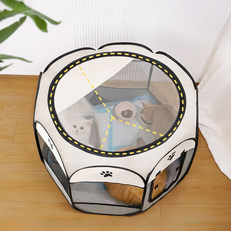 Qi oh Mačacie hniezdo v stane s osmihranným plotom, Oxford látka