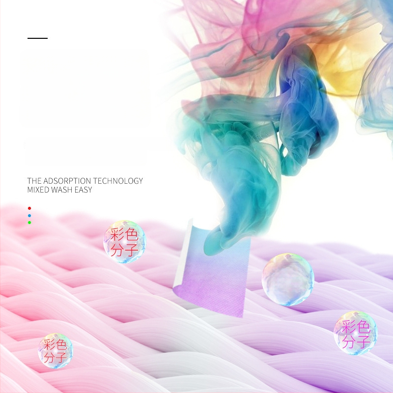 Lístky na absorpciu farieb proti presunu farby pri praní, ochrana farieb pri zmiešanom praní, bez bielenia