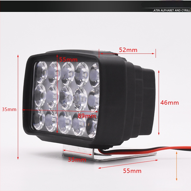 LED prožektor esilatern elektrilise tõukeratta ja mootorratta jaoks, 12-84V, 15 LED, 15W, plastikust korpus