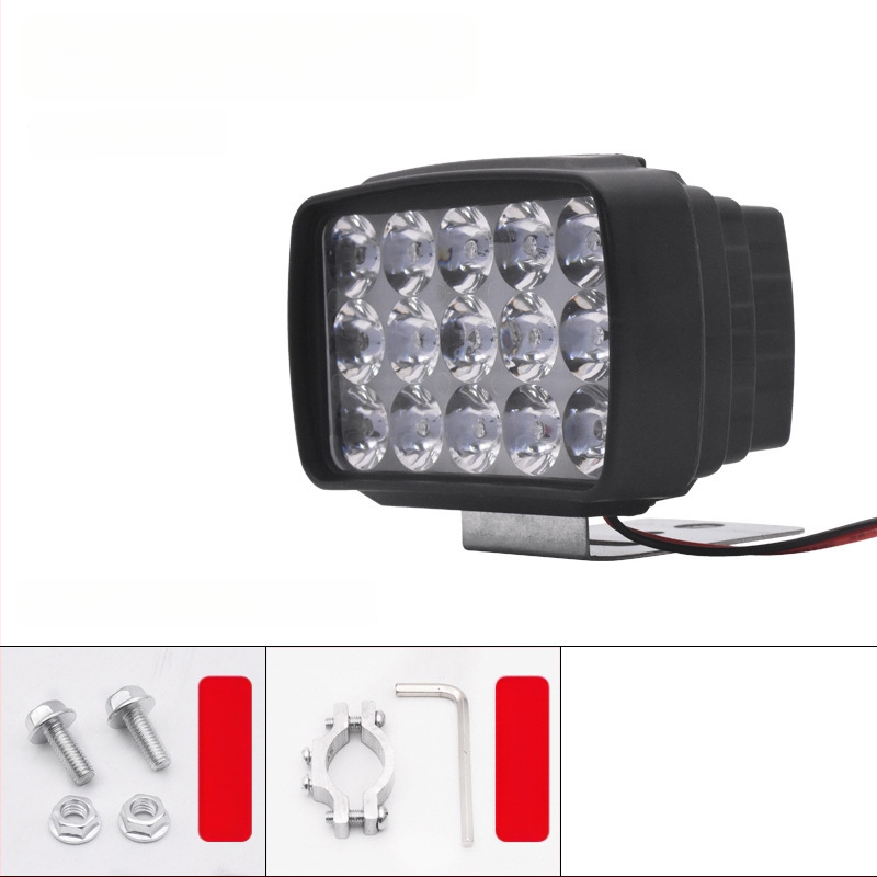 LED prožektor esilatern elektrilise tõukeratta ja mootorratta jaoks, 12-84V, 15 LED, 15W, plastikust korpus