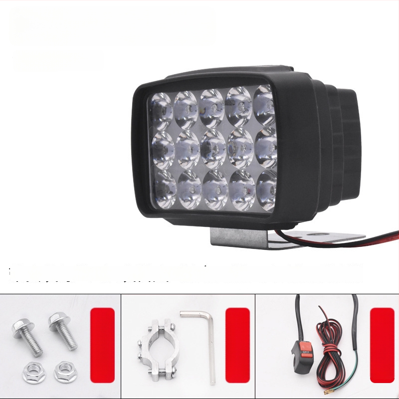LED prožektor esilatern elektrilise tõukeratta ja mootorratta jaoks, 12-84V, 15 LED, 15W, plastikust korpus