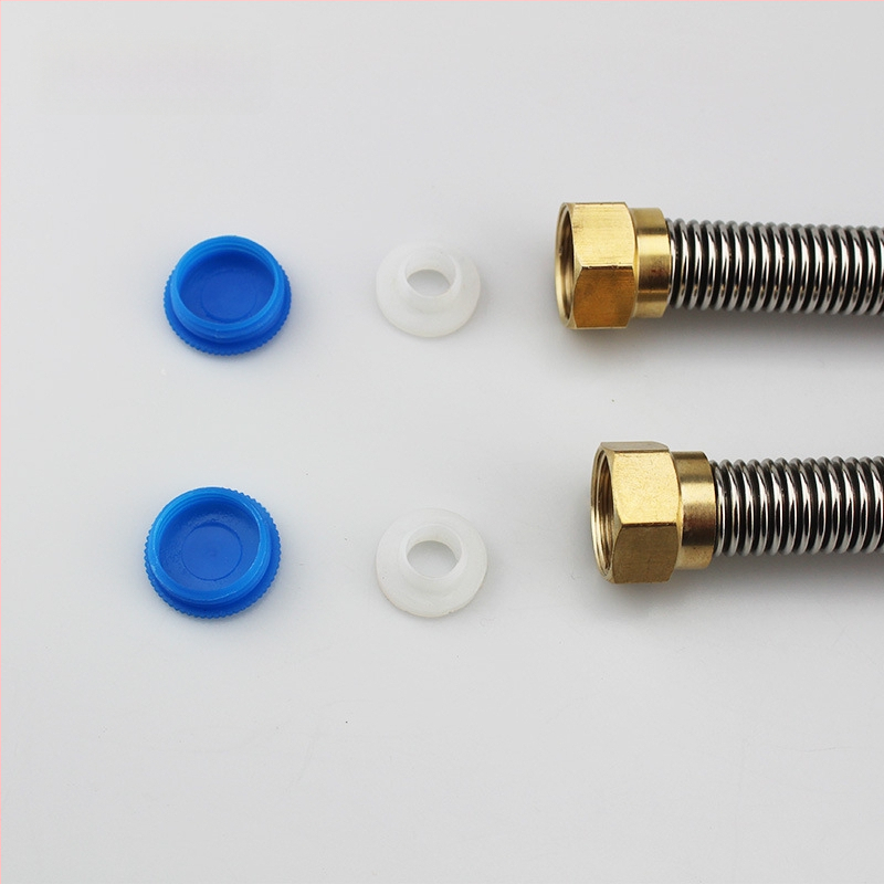 304 roostevabast terasest gofreeritud veevoolik sisendsöötmele vaskpeaga, plahvendustele vastupidav, keermegaühendus, 1.6 MPa, 100°C