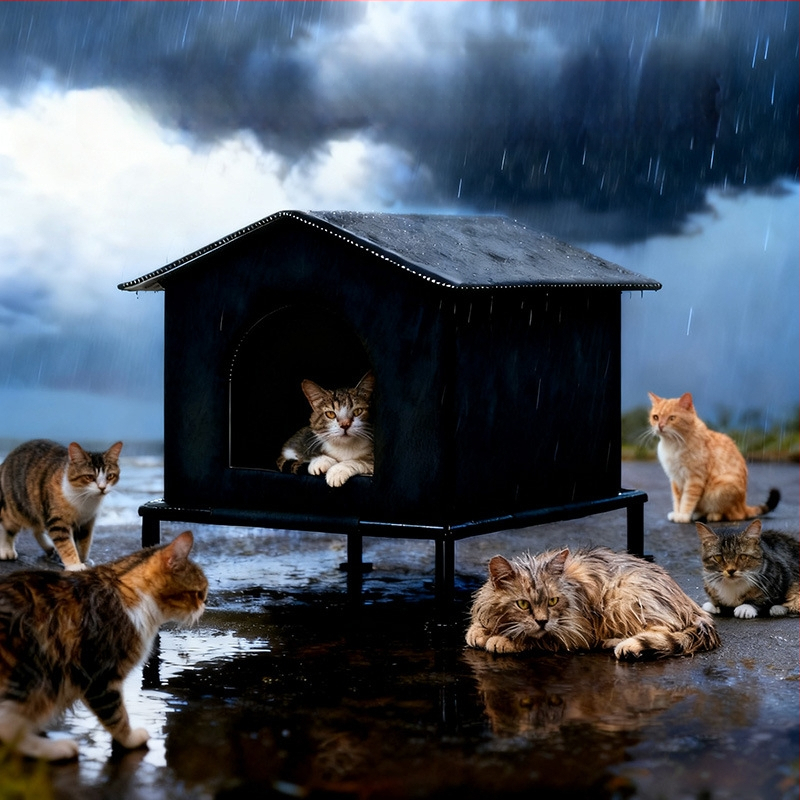 Kotec pre mačky — uzavretá stan, priestranná, vodotesná, odolná voči chladu, odolná voči uhryznutiam, pre všetky ročné obdobia