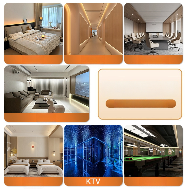 Stenový panel s drevenou dekoratívnou povrchovou úpravou a karbónovým krištáľovým panelom – materiál: bambusovo-drevené vlákno a bambusový uhlík; model 8.6; štýl: plochý, moderný minimalizmus