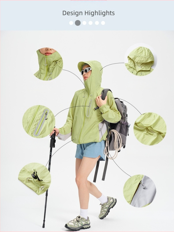 Välisjope kapuutsiga, hingav, kiiresti kuivav, UV kaitse UPF100+, nailonist kangas