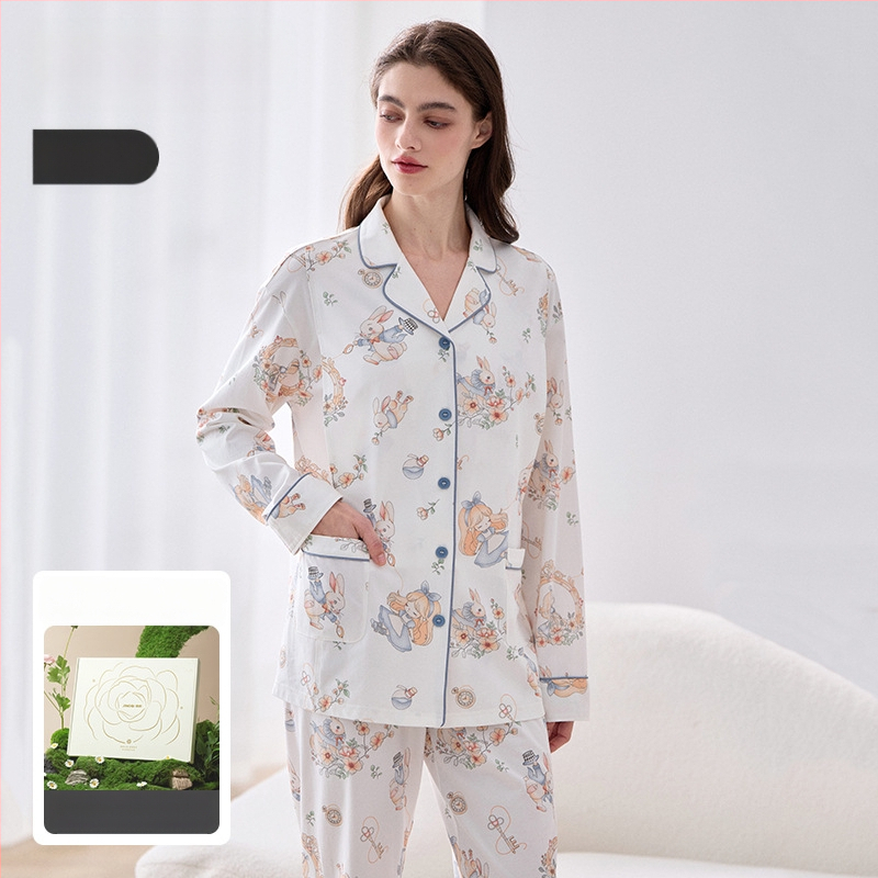 Lyocell set nočného oblečenia pre dojčenie a tehotenstvo, víla štýl, V-krk, dlhé rukávy, dlhé nohavice, jeseň 2025 vydanie