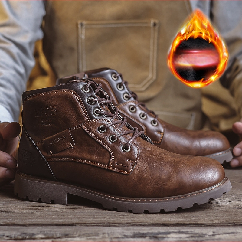 Muške Martin čizme – PU gornji dio, gumeni potplat, srednja peta 3–5 cm, protuklizne, topla unutrašnjost, retro britanski stil