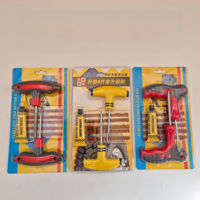 Set nástrojov na opravu pneumatík pre auto, motocykle a elektrické vozidlá; materiál: železo, PP+PVC; kód produktu YW-163; balenie: 100 kusov na kartón