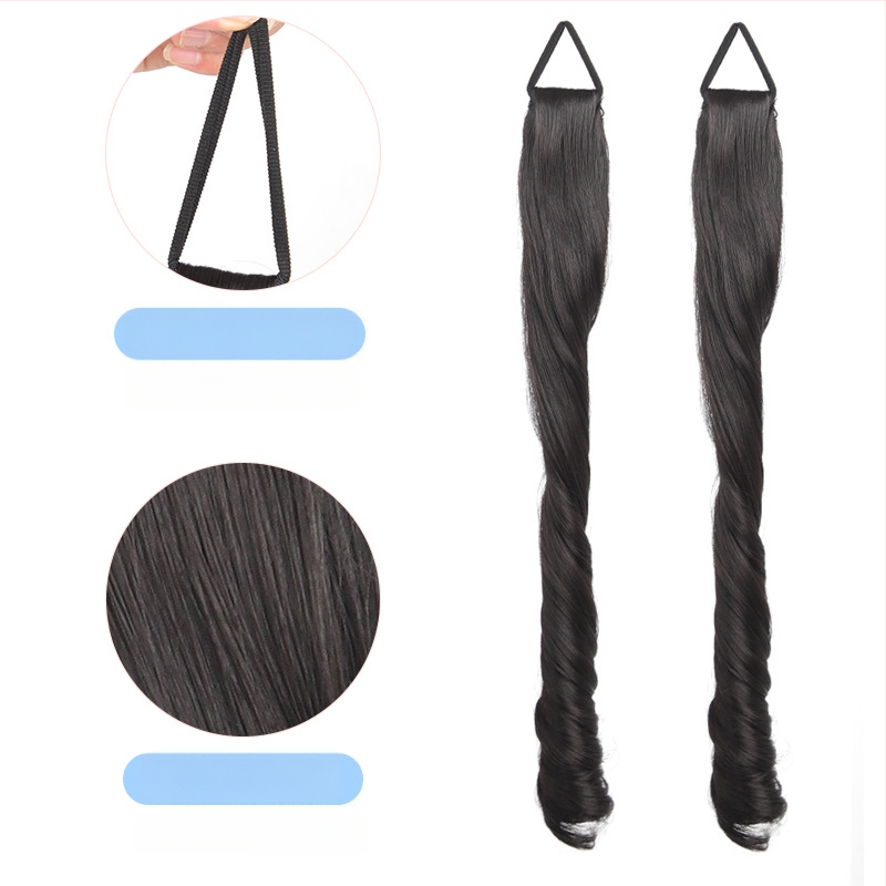 Parochňa s copom: dvojitý cop, rímske kučery, vysokotepelná hodvábna látka, mechanické spracovanie, nie je možné farbiť