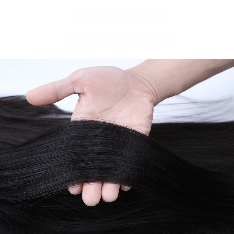 Parochňa s copom: dvojitý cop, rímske kučery, vysokotepelná hodvábna látka, mechanické spracovanie, nie je možné farbiť