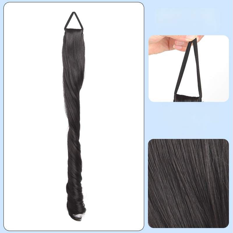 Parochňa s copom: dvojitý cop, rímske kučery, vysokotepelná hodvábna látka, mechanické spracovanie, nie je možné farbiť