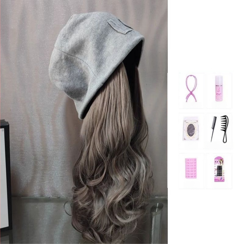 Parūka Stacked Hat Aoki sievietēm, Proteīna zīda materiāls, garas cirtas, dabisks stils