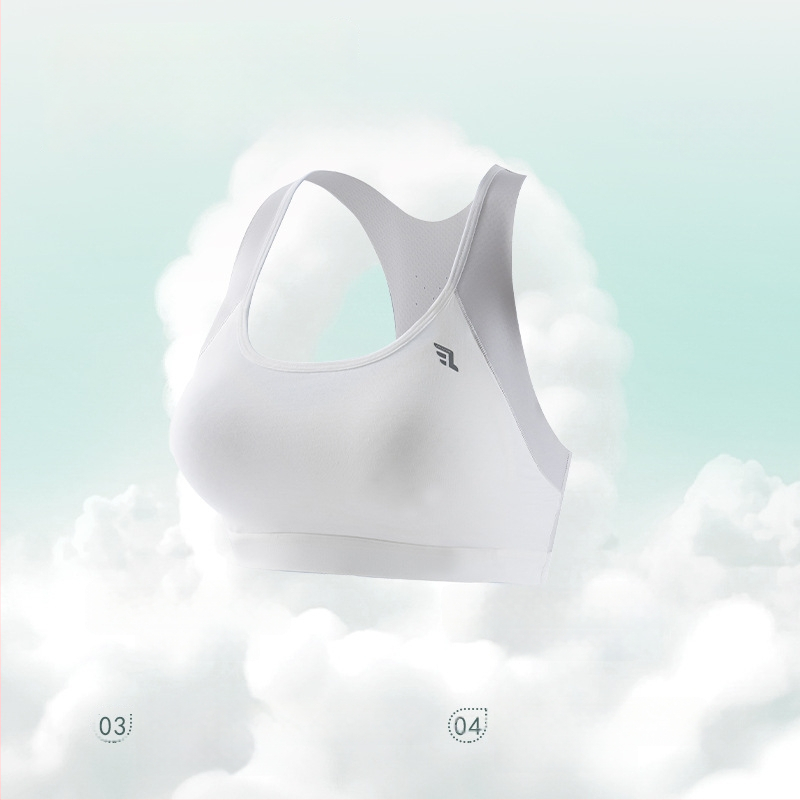 Športová podprsenka v štýle vesty pre dievčatá, 100% bavlna, plný košíček, tenký tvarovaný košíček, pevné dvojité ramienka, priedušná a odvádza pot