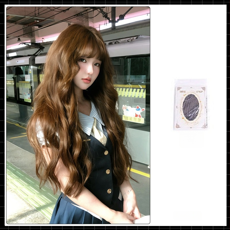 Pilna galvas parūka ar garām cirtām un taisniem sprādzieniem, augstas temperatūras zīds, dabisks izskats