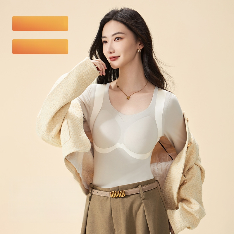 Lyocellové tričko ako základná vrstva s fleecovou podšívkou, dvojvrstvové teplo, U-krk, dlhé rukávy, účinok zoštíhlenia